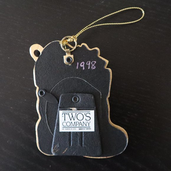 Vintage Two's Company Gold Christmas Ornament Stocking Bell Hanging Photo Frame - Picture 1 of 3